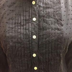 Swiss dot, tuxedo pleat 3/4 length sleeve shirt